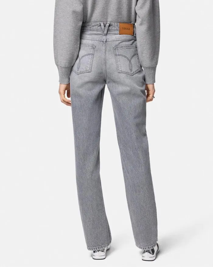 Pants and Shorts Women Versace RegularFit Jeans Gray