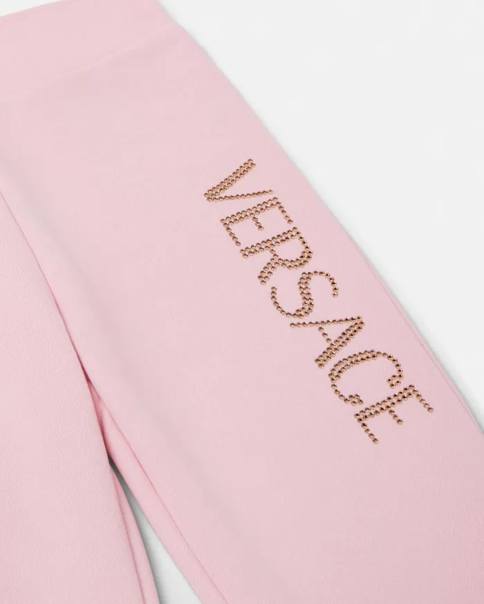 Pants and Skirts Kids Versace Crystal Logo Sweatpants Pink