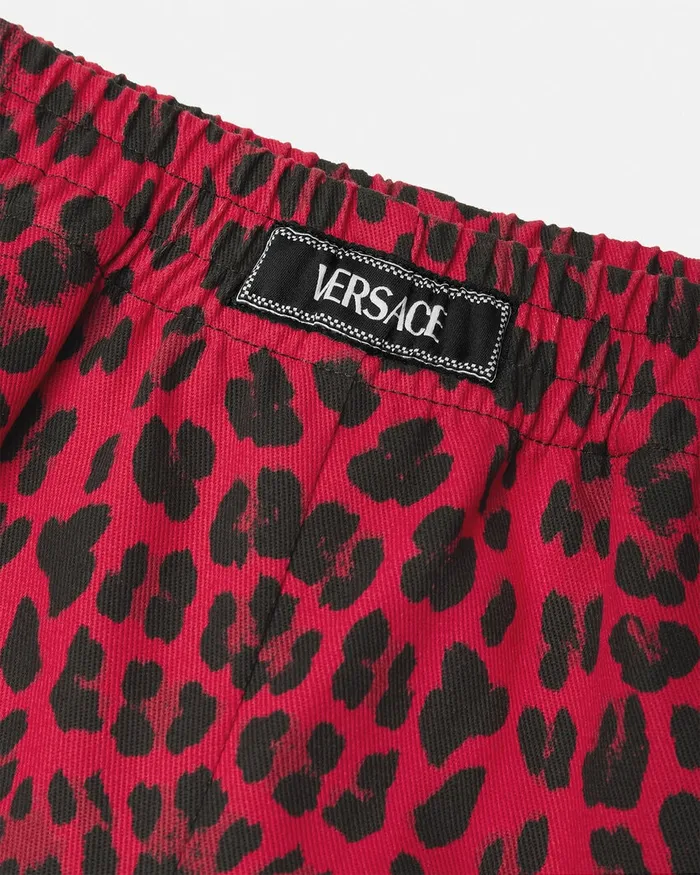 Pants Kids Versace Wild Barocco Gabardine Shorts Printred