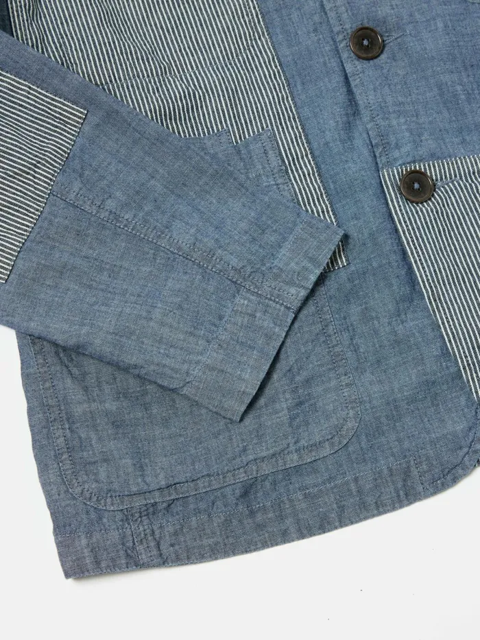 Patched Bakers Jacket In Indigo ChambrayHickory Strip Men Universal Works Jackets