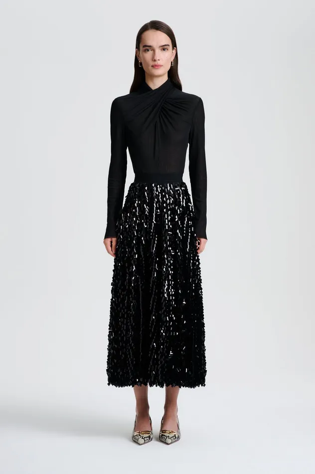 PATENT SEQUIN TULLE SKIRT BLACK Women Skirts Scanlan Theodore