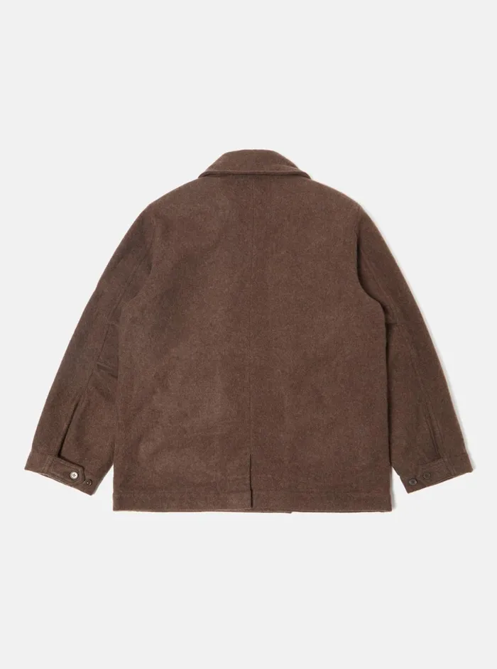 Peacoat In Brown Melange Melton Men Universal Works Coats and Outerwear