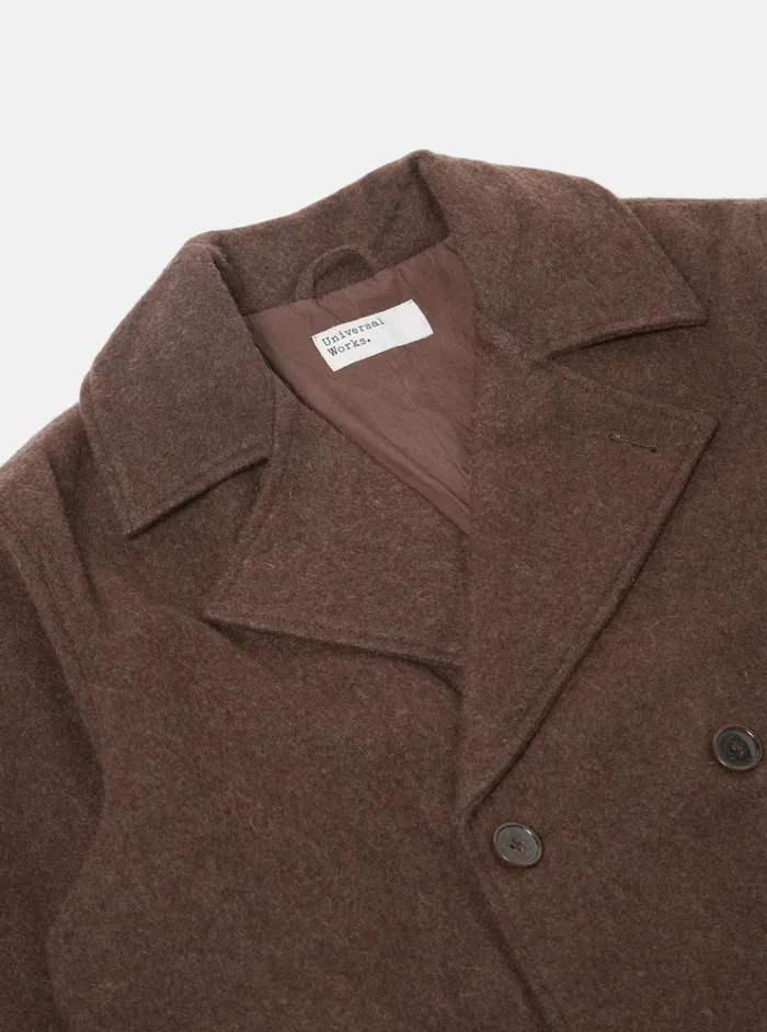 Peacoat In Brown Melange Melton Men Universal Works Coats and Outerwear