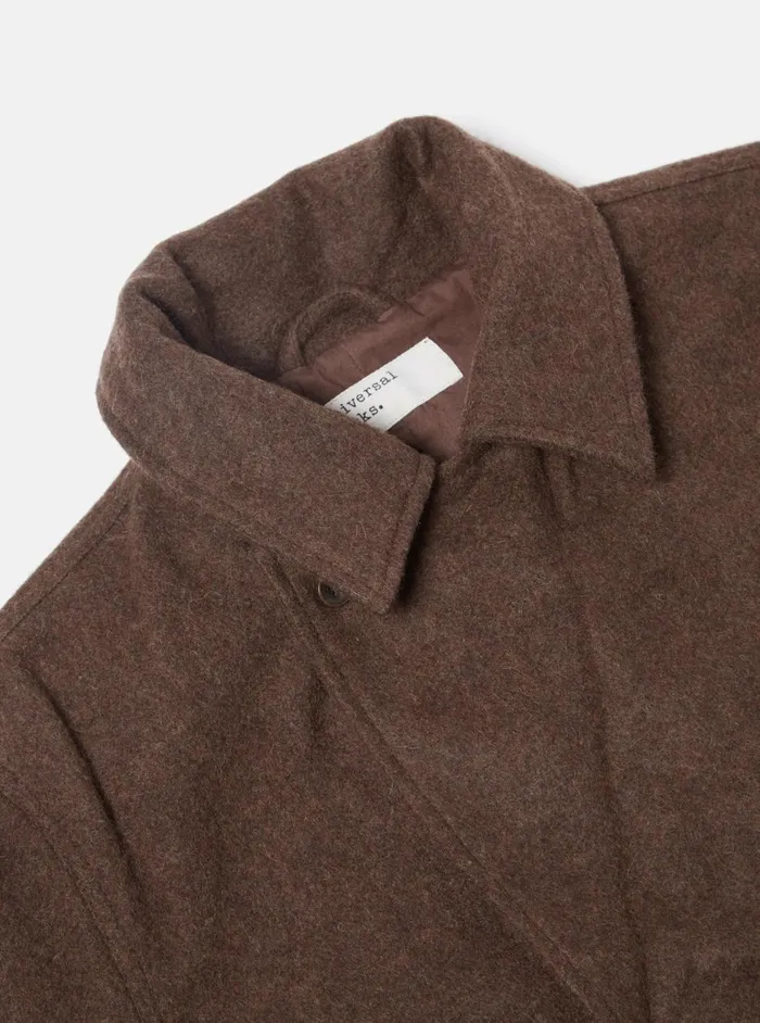 Peacoat In Brown Melange Melton Men Universal Works Coats and Outerwear