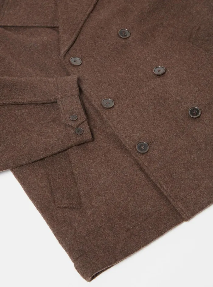 Peacoat In Brown Melange Melton Men Universal Works Coats and Outerwear