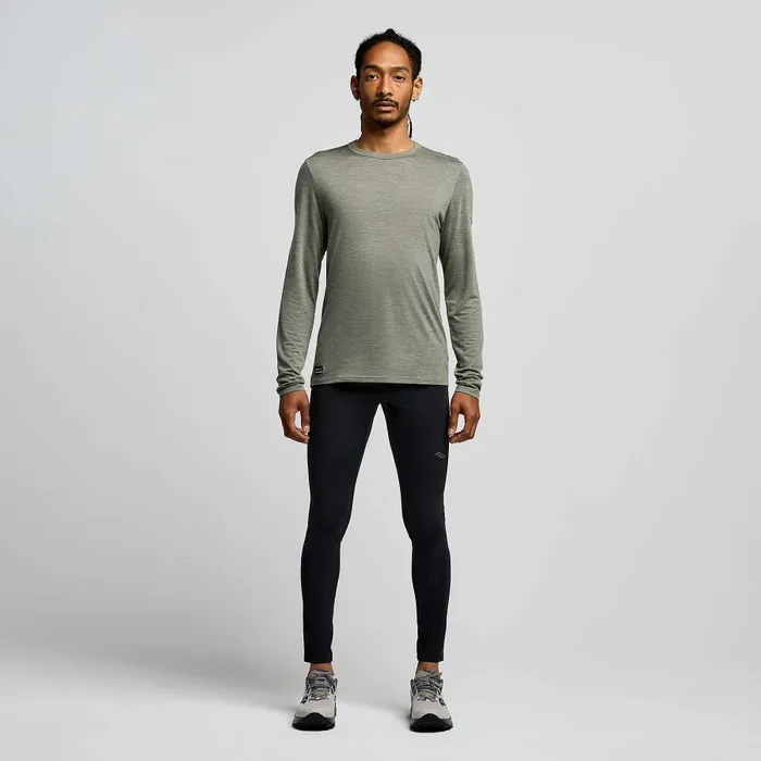 Peregrine Merino Long Sleeve Bough Heather Tops Saucony Men