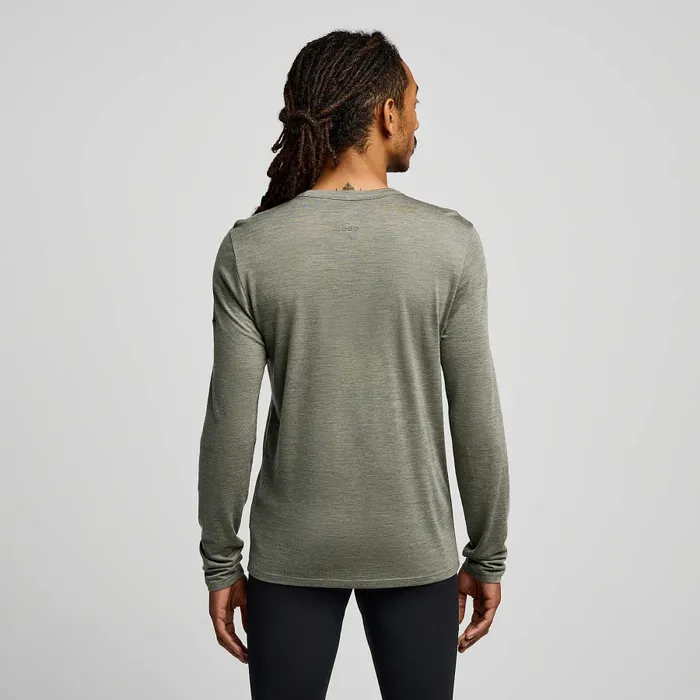 Peregrine Merino Long Sleeve Bough Heather Tops Saucony Men