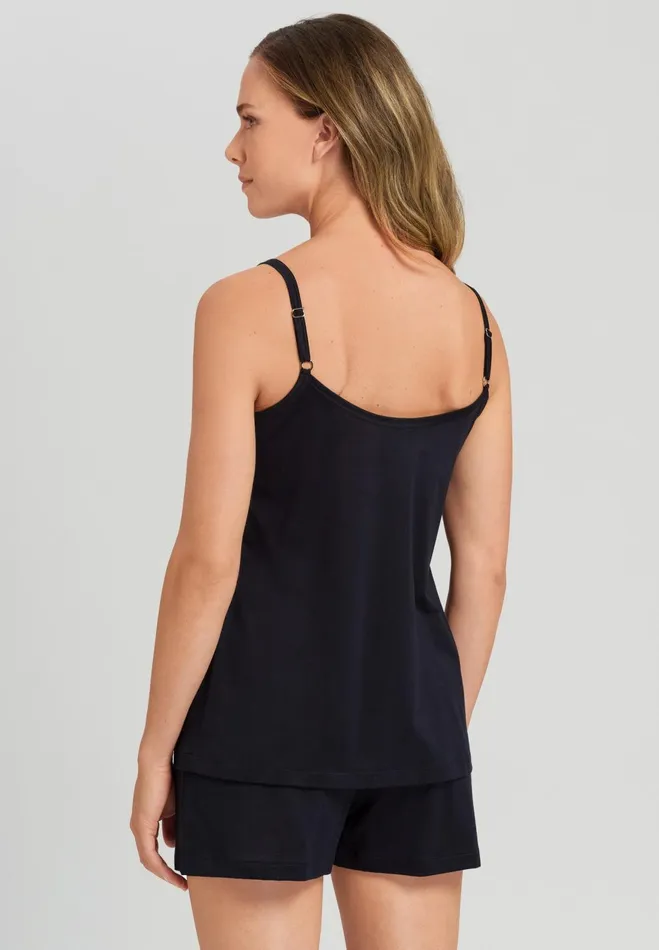 Pleated Cotton Pajama Set Black Women HANRO Pajama Sets