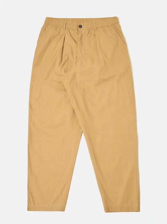 Pleated Track Pant In Sand Broad Cloth Men Universal Works Trousers