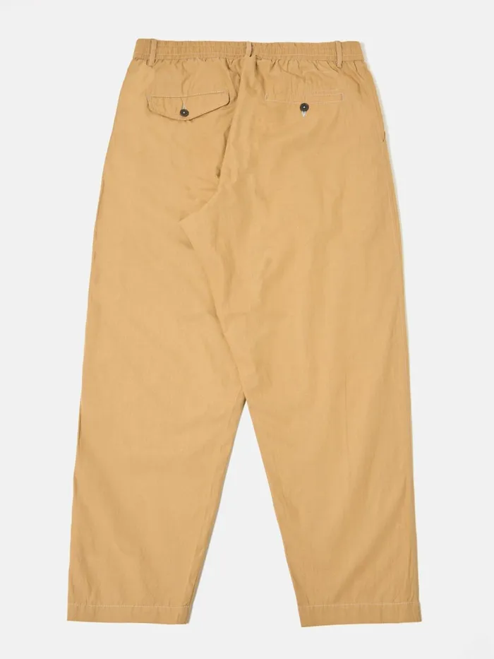 Pleated Track Pant In Sand Broad Cloth Men Universal Works Trousers