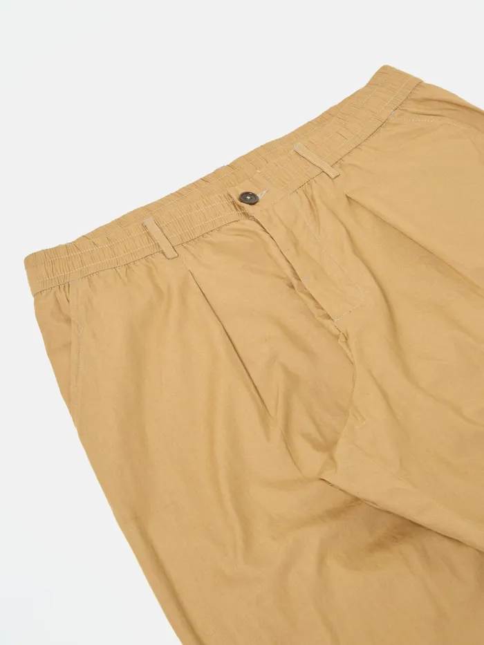 Pleated Track Pant In Sand Broad Cloth Men Universal Works Trousers