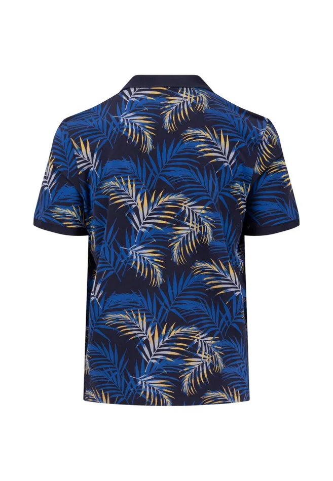 Polo Shirt Men FYNCHHATTON Polo Shirt Made Of Cotton With Botanical Print Navy