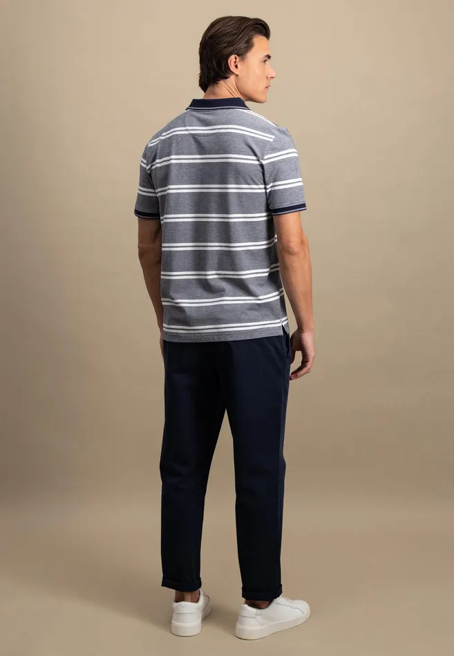 Polo Shirt Men FYNCHHATTON Striped Polo Shirt Made Of Cotton Sunny Orangepeesummer Breezestrong Bluenavyturf Green