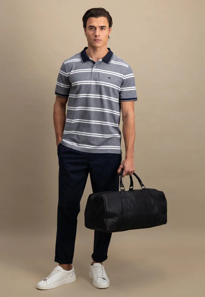 Polo Shirt Men FYNCHHATTON Striped Polo Shirt Made Of Cotton Sunny Orangepeesummer Breezestrong Bluenavyturf Green