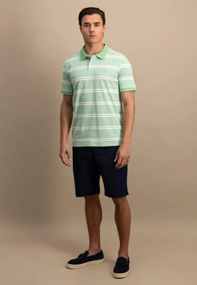 Polo Shirt Men FYNCHHATTON Striped Polo Shirt Made Of Cotton Sunny Orangepeesummer Breezestrong Bluenavyturf Green