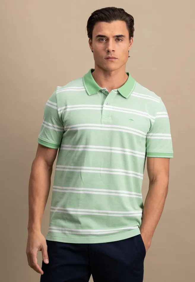 Polo Shirt Men FYNCHHATTON Striped Polo Shirt Made Of Cotton Sunny Orangepeesummer Breezestrong Bluenavyturf Green
