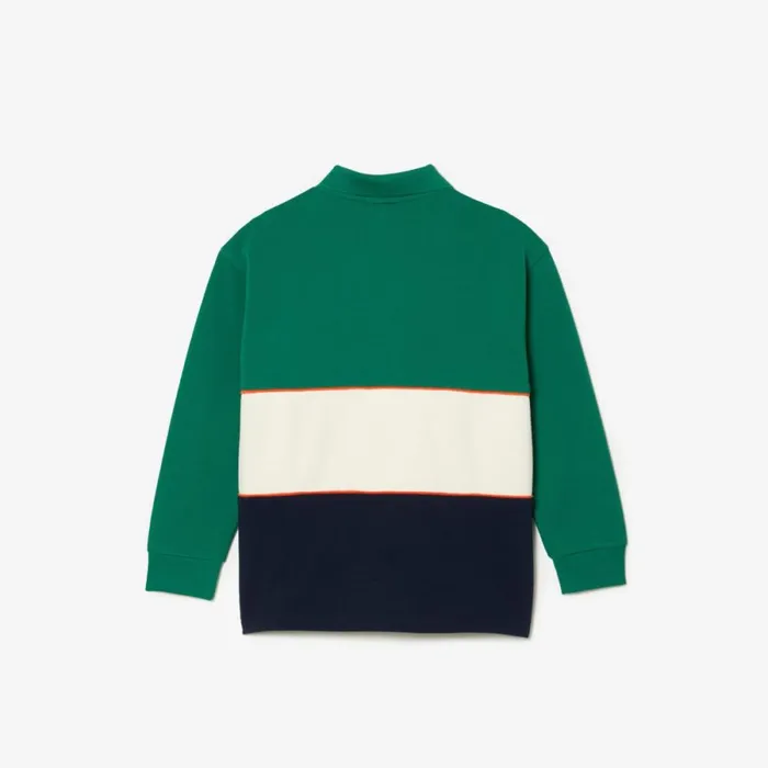 Polos Kids Lacoste Kids039 Long Sleeve Cotton Piqu Colorblock Polo Green Orange White Navy Blue P2i