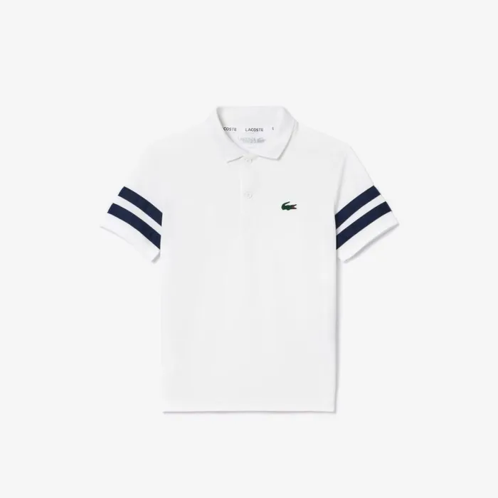 Polos Kids Lacoste Kids039 UltraDry Piqu Tennis Polo White Navy Blue 522