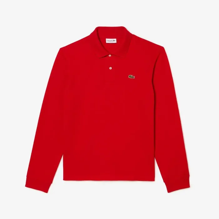Polos Men Lacoste Men039s Long Sleeve Cotton Polo Red 240