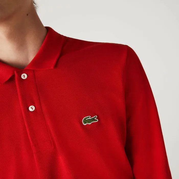 Polos Men Lacoste Men039s Long Sleeve Cotton Polo Red 240