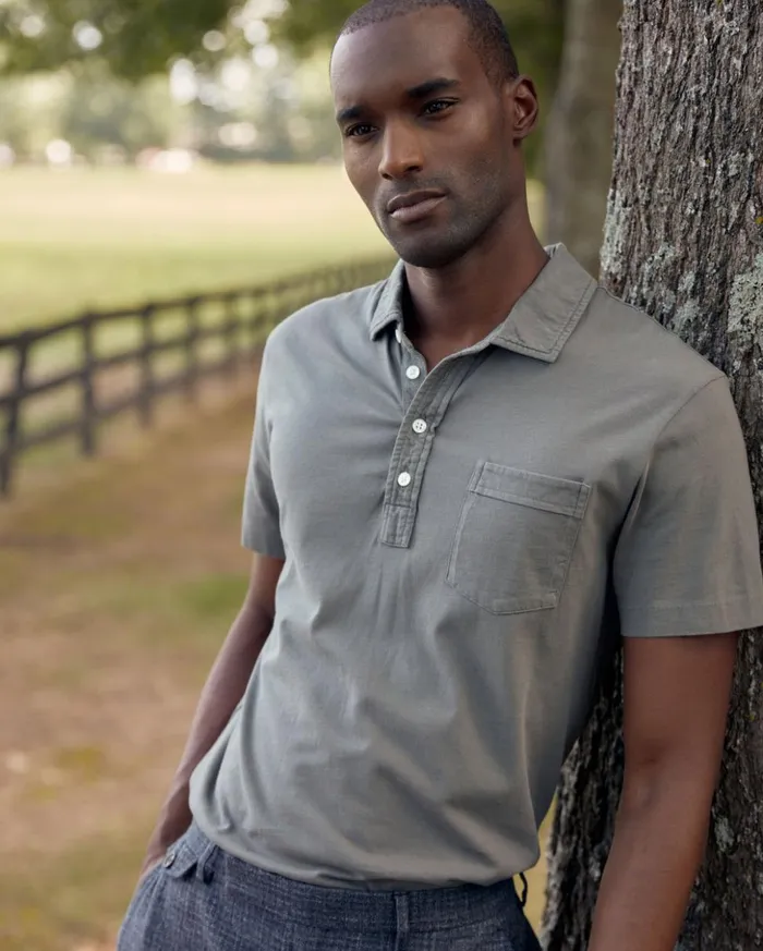 Polos Tees and Henleys Men Billy Reid Pensacola Polo Washed Grey