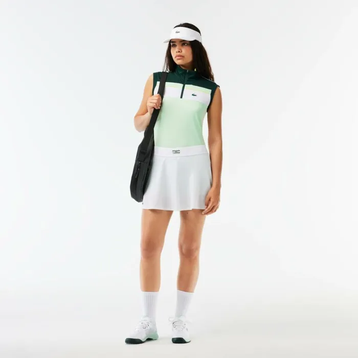 Polos Women Lacoste Women039s Ripstop Piqu UltraDry Tennis Polo Green White Pi5