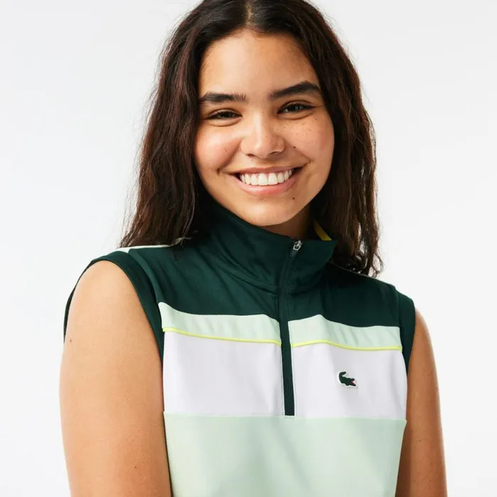 Polos Women Lacoste Women039s Ripstop Piqu UltraDry Tennis Polo Green White Pi5