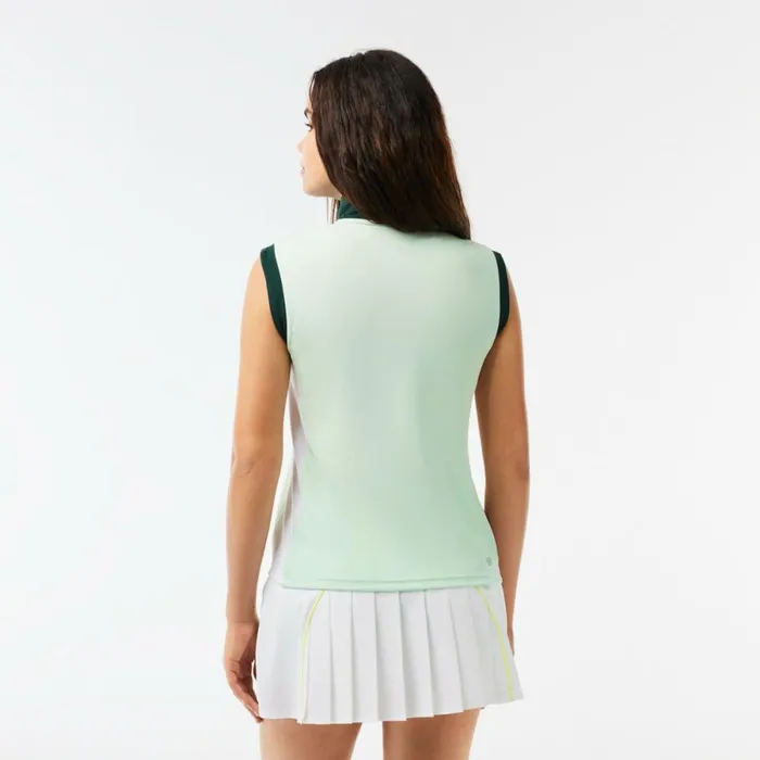 Polos Women Lacoste Women039s Ripstop Piqu UltraDry Tennis Polo Green White Pi5