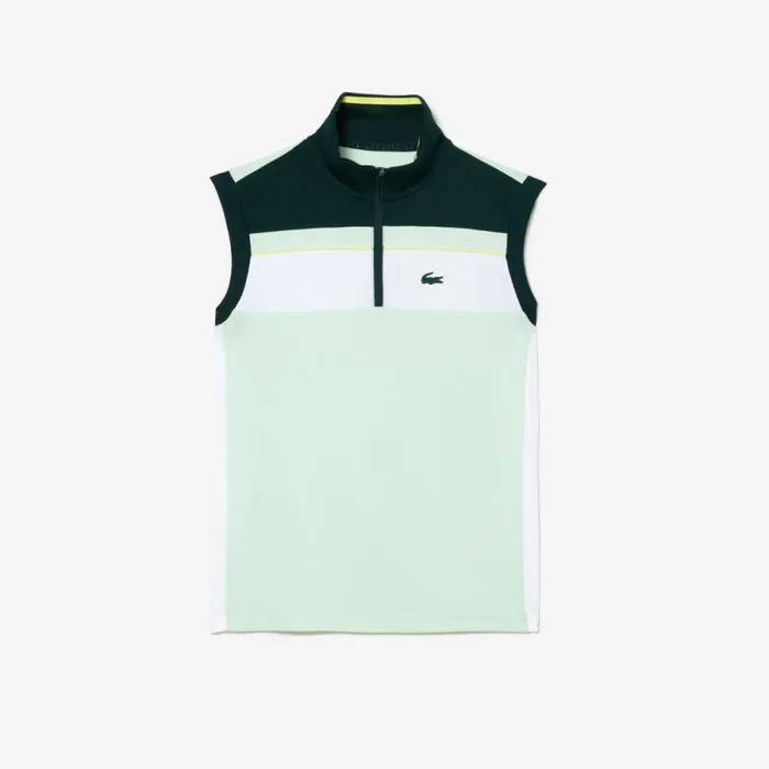 Polos Women Lacoste Women039s Ripstop Piqu UltraDry Tennis Polo Green White Pi5