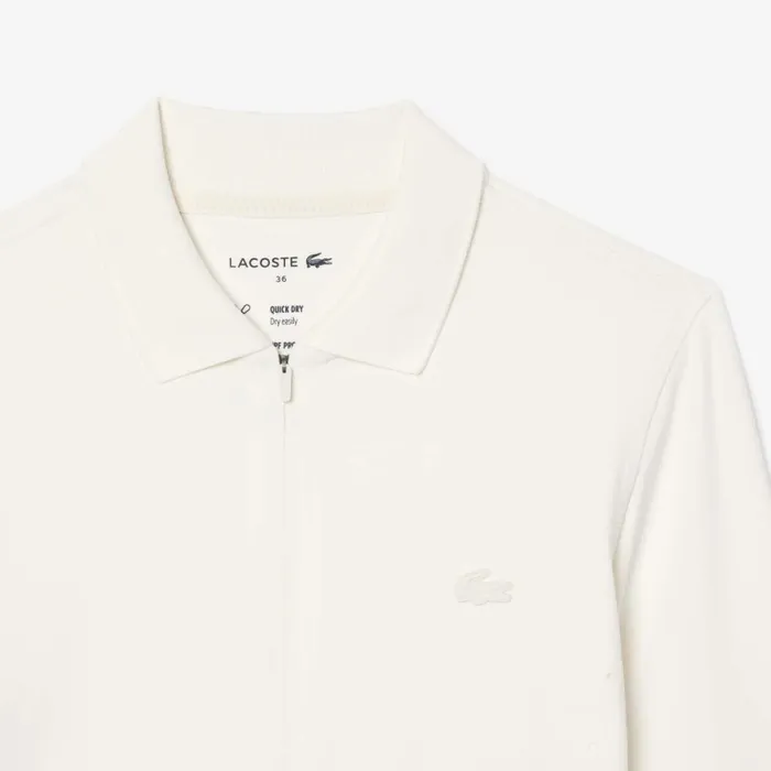 Polos Women Lacoste Womens Long Sleeve ZipUp Polo Bodysuit White 70v