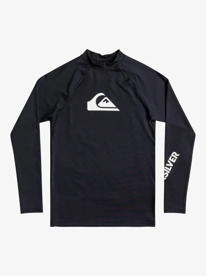 Quiksilver 816 All Time Long Sleeve UPF 50 Rashguard Black Boys Rashguards Quiksilver 816 All Time Long Sleeve UPF 50 Rashguard Black Boys Rashguards