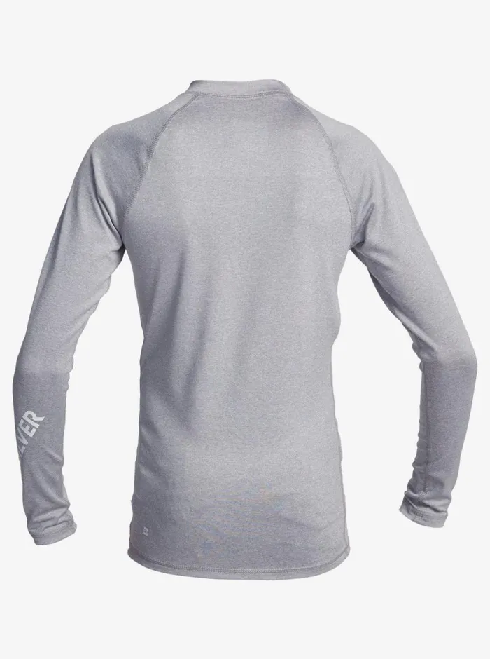 Quiksilver 816 All Time Long Sleeve UPF 50 Rashguard Sleet Heather Boys Rashguards Quiksilver 816 All Time Long Sleeve UPF 50 Rashguard Sleet Heather Boys Rashguards