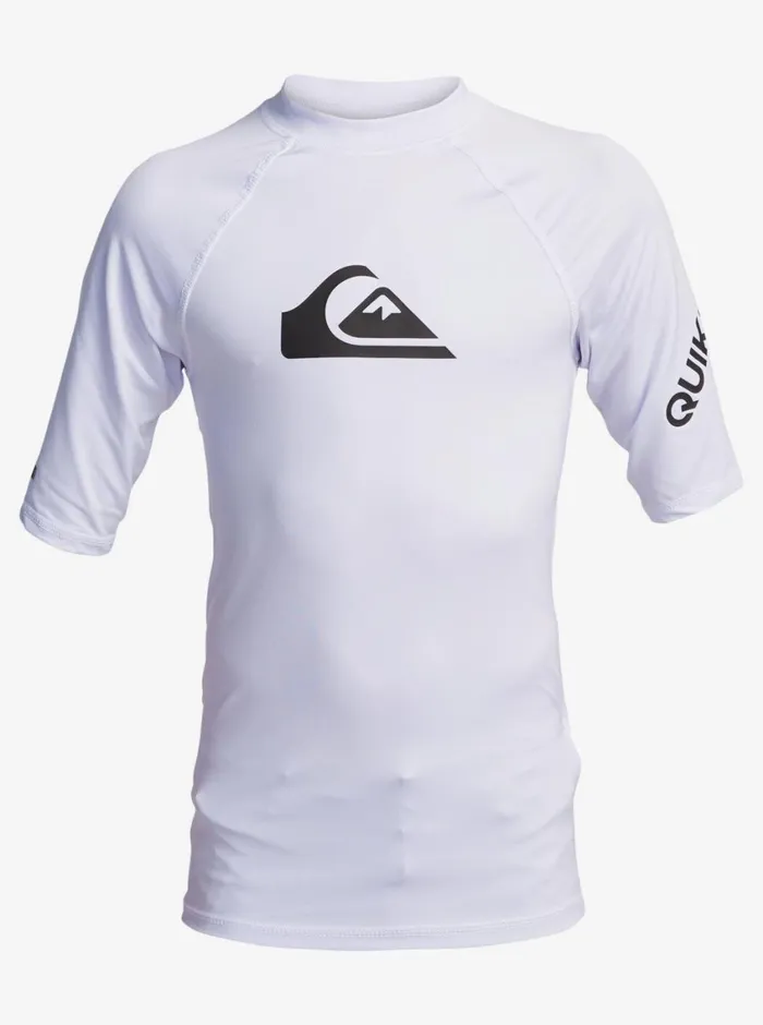 Quiksilver 816 All Time Short Sleeve UPF 50 Rashguard White Boys Rashguards