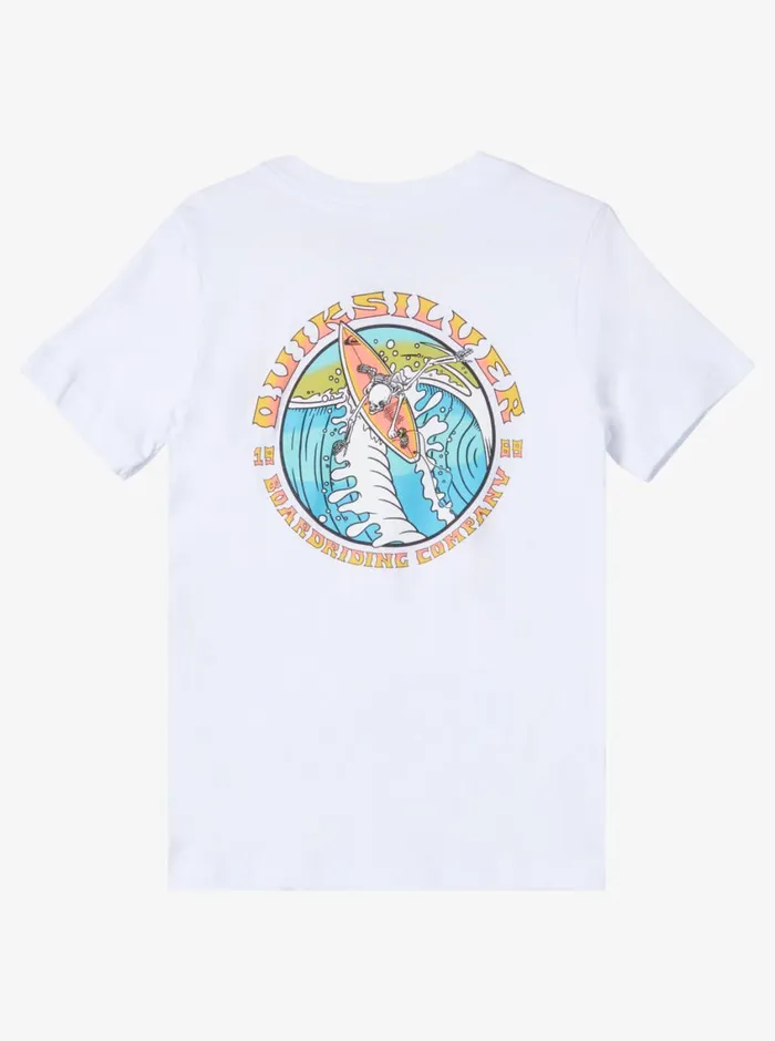 Quiksilver 816 Backside Snap TShirt White Boys Tees Quiksilver 816 Backside Snap TShirt White Boys Tees