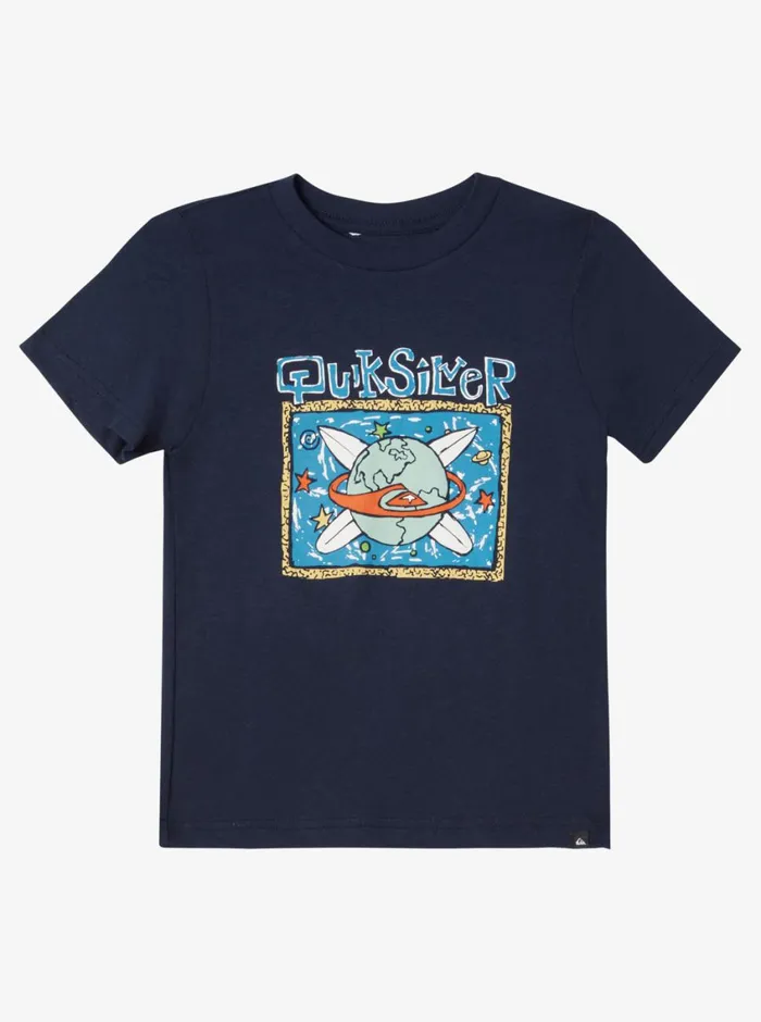 Quiksilver 816 Surf The Earth TShirt Navy Blazer Boys Tees