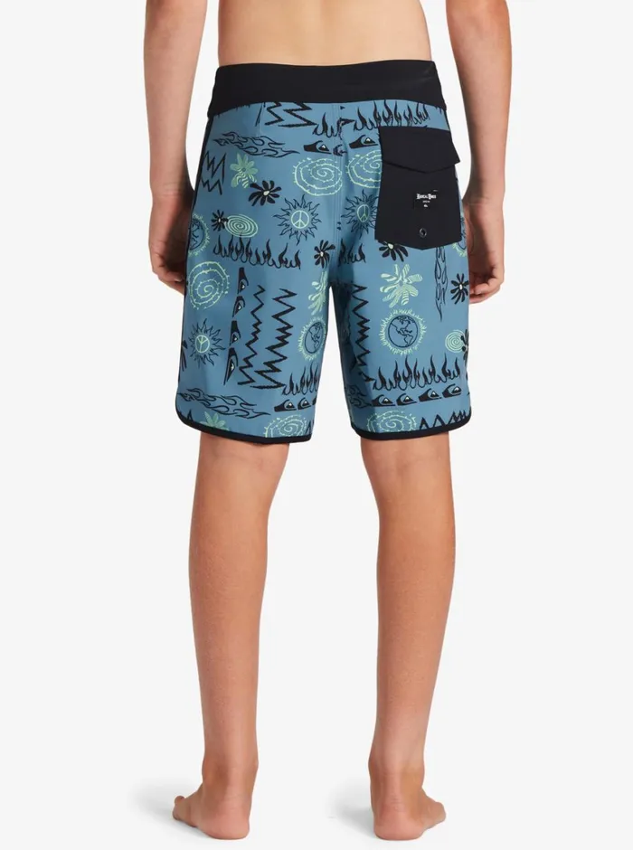 Quiksilver 816 Surfsilk Radical Scallop 16 Boardshorts Aegean Blue Boys Shorts Quiksilver 816 Surfsilk Radical Scallop 16 Boardshorts Aegean Blue Boys Shorts
