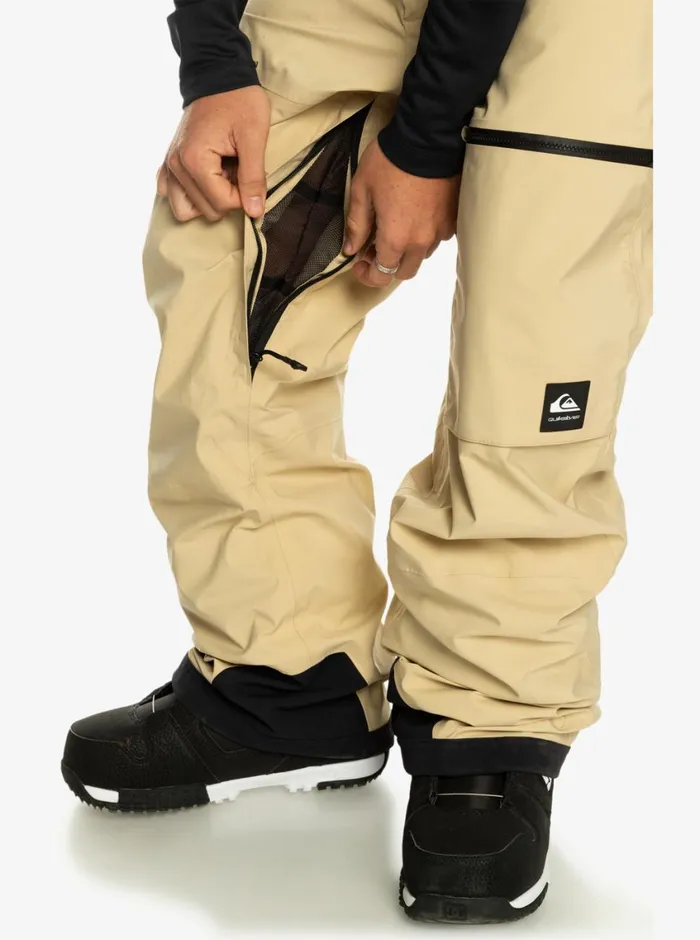 Quiksilver Altostratus Street Shell 2L GORETEX Snow Bib Pants Pale Khaki Mens Snow Pants