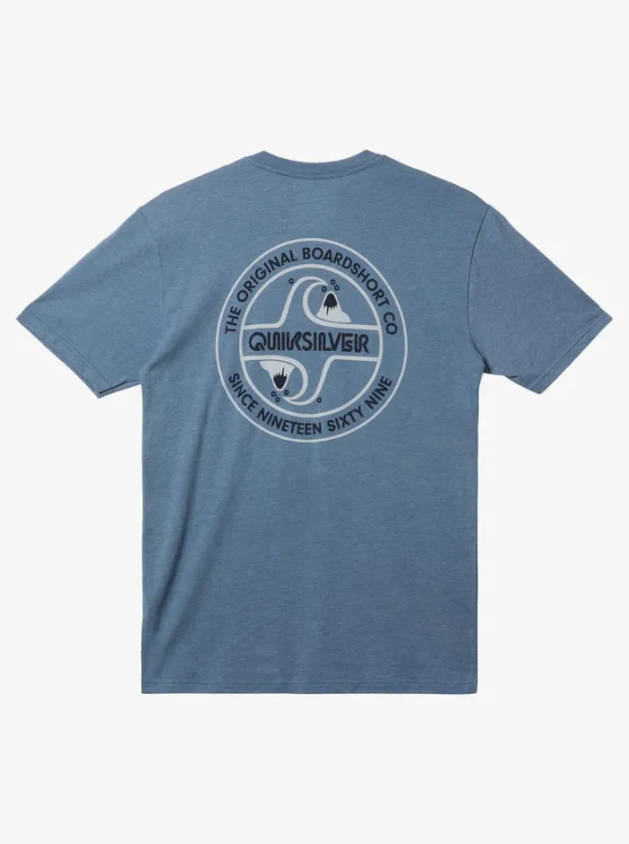 Quiksilver Circle Back TShirt Bering Sea Heather Mens Tees Quiksilver Circle Back TShirt Bering Sea Heather Mens Tees