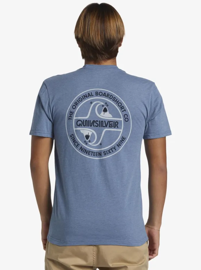 Quiksilver Circle Back TShirt Bering Sea Heather Mens Tees Quiksilver Circle Back TShirt Bering Sea Heather Mens Tees
