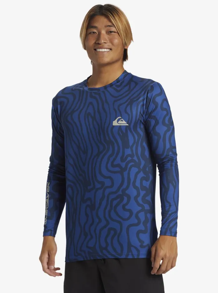 Quiksilver Everyday Long Sleeve Surf Tee Monaco Blue Mens Rashguards Quiksilver Everyday Long Sleeve Surf Tee Monaco Blue Mens Rashguards