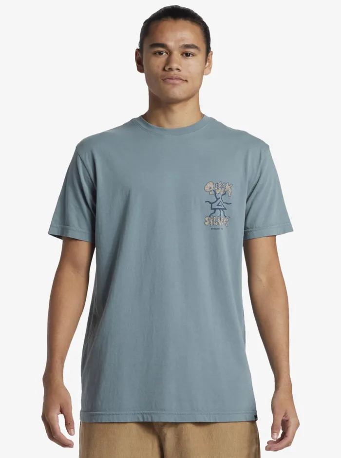 Quiksilver Global Force TShirt Aegean Blue Mens Tees Quiksilver Global Force TShirt Aegean Blue Mens Tees