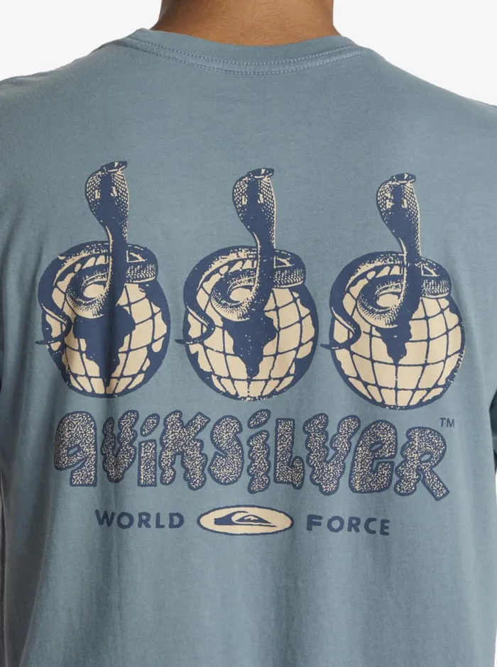 Quiksilver Global Force TShirt Aegean Blue Mens Tees Quiksilver Global Force TShirt Aegean Blue Mens Tees