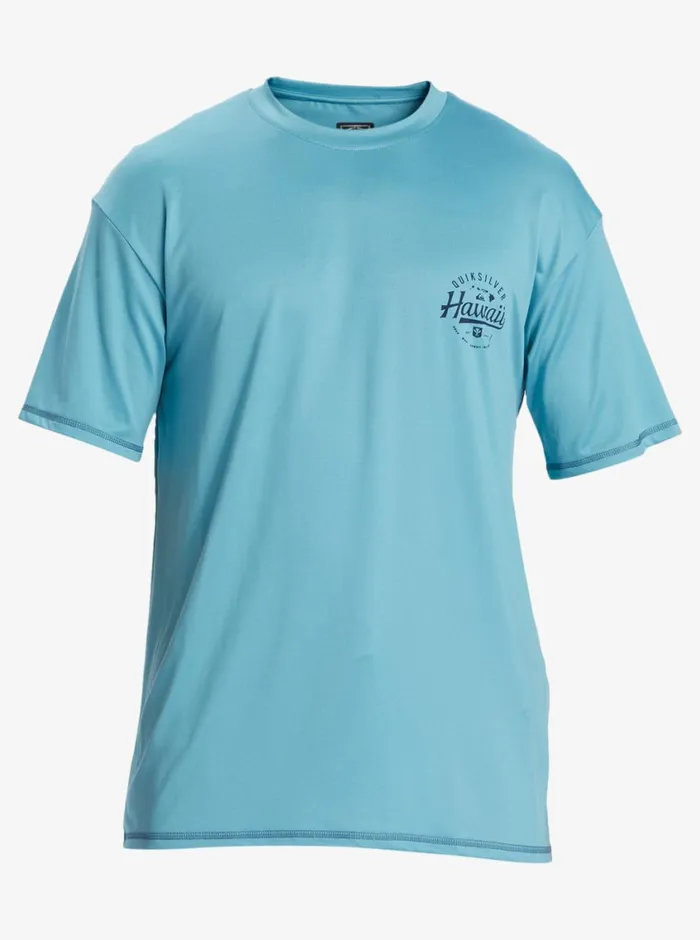Quiksilver Hawaii Big Bite UPF 50 Short Sleeve Surf Tee Delphinium Blue Mens Rashguards Quiksilver Hawaii Big Bite UPF 50 Short Sleeve Surf Tee Delphinium Blue Mens Rashguards