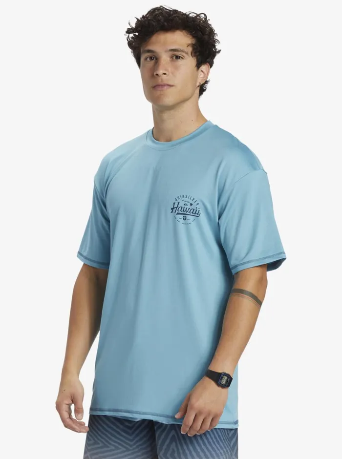 Quiksilver Hawaii Big Bite UPF 50 Short Sleeve Surf Tee Delphinium Blue Mens Rashguards Quiksilver Hawaii Big Bite UPF 50 Short Sleeve Surf Tee Delphinium Blue Mens Rashguards