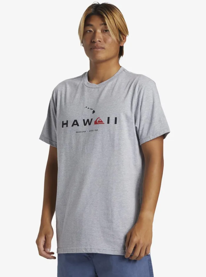 Quiksilver Hawaii State Of Mind TShirt Athletic Heather Mens Tees Quiksilver Hawaii State Of Mind TShirt Athletic Heather Mens Tees