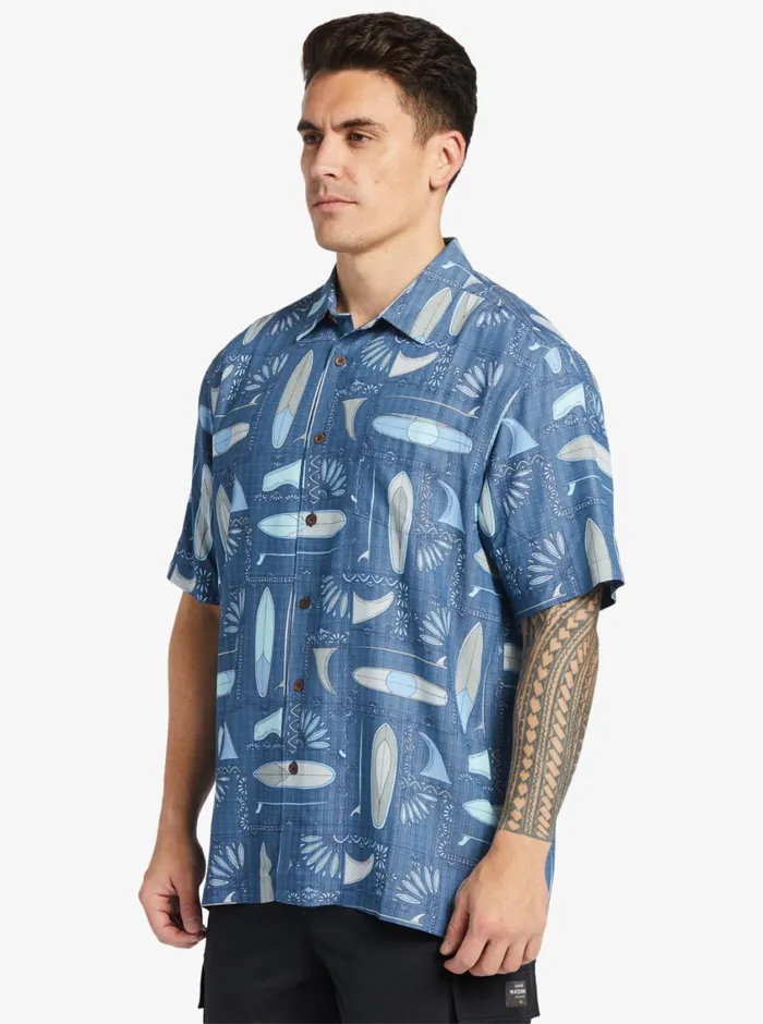 Quiksilver Long Boards Woven Shirt Longboards Ensign Blue MensWaterman Shirts and Polos Quiksilver Long Boards Woven Shirt Longboards Ensign Blue MensWaterman Shirts and Polos