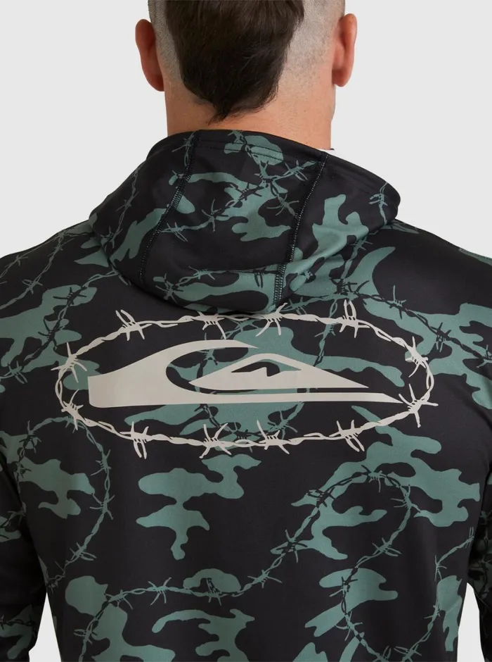 Quiksilver Mikey Hooded Long Sleeve UPF 50 Surf TShirt Black Mens Rashguards Quiksilver Mikey Hooded Long Sleeve UPF 50 Surf TShirt Black Mens Rashguards