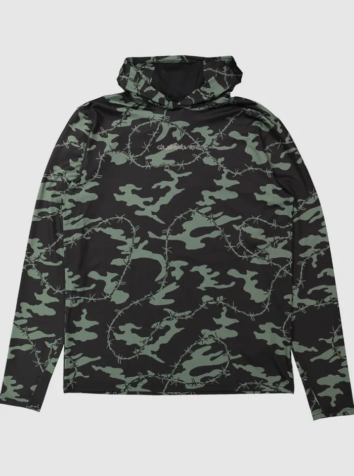 Quiksilver Mikey Hooded Long Sleeve UPF 50 Surf TShirt Black Mens Rashguards Quiksilver Mikey Hooded Long Sleeve UPF 50 Surf TShirt Black Mens Rashguards