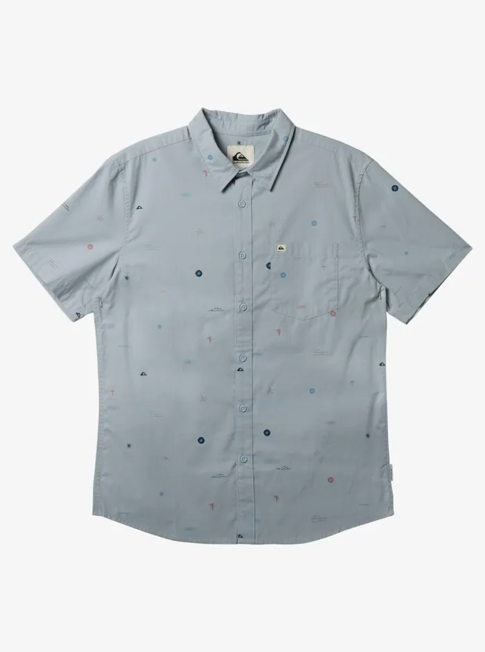 Quiksilver Mini Mo Classic Short Sleeve Woven Shirt Blue Fog Mini Mo Ss Woven Mens Shirts and Polos Quiksilver Mini Mo Classic Short Sleeve Woven Shirt Blue Fog Mini Mo Ss Woven Mens Shirts and Polos