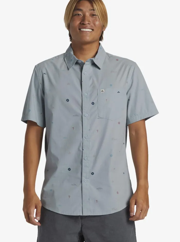 Quiksilver Mini Mo Classic Short Sleeve Woven Shirt Blue Fog Mini Mo Ss Woven Mens Shirts and Polos